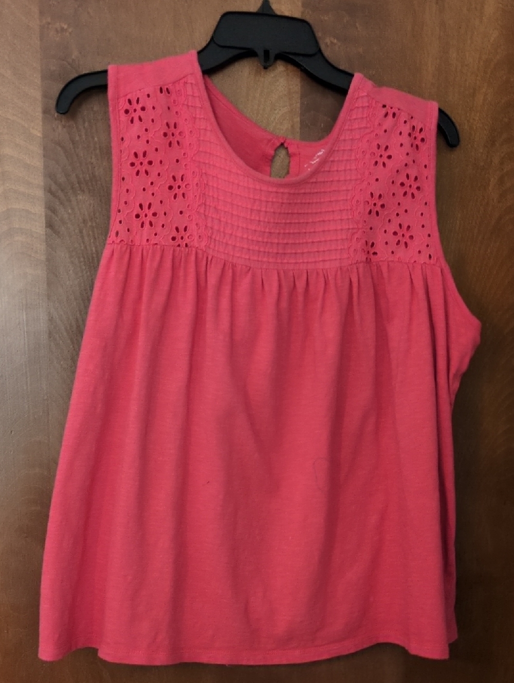 St. John’s Bay Sleeveless Eyelet Yoke Tank Top - Coral Pink